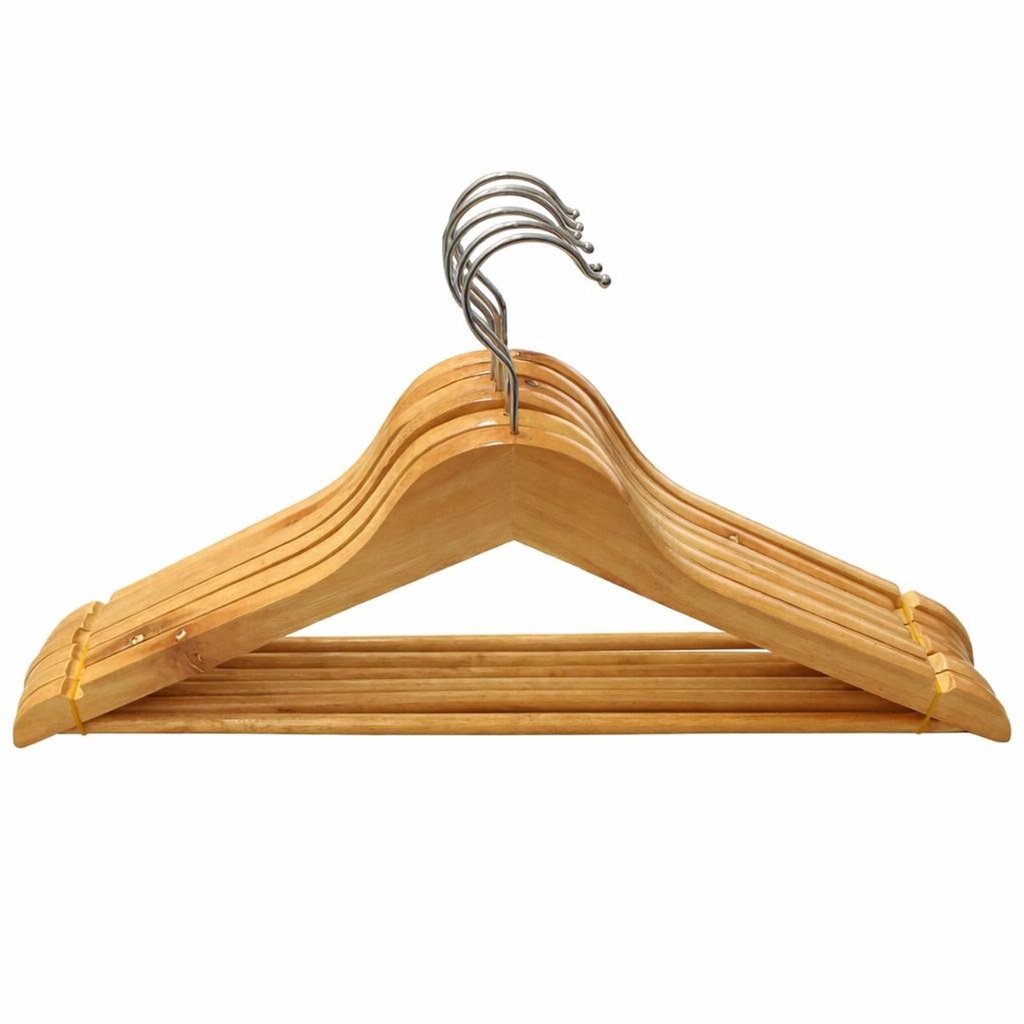 Holz Kleiderbügel Set 6 teilig 44,5 cm mit Hosensteg und Kerben – Galeriebild 9, Artikelnummer 18355
