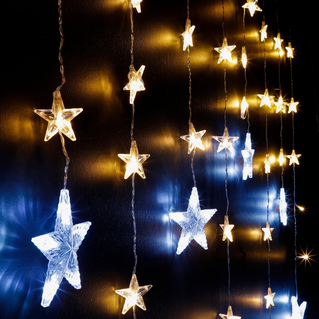 138 LED Sternen Lichtervorhang Weihnachtsdeko – Galeriebild 2, Artikelnummer 15959
