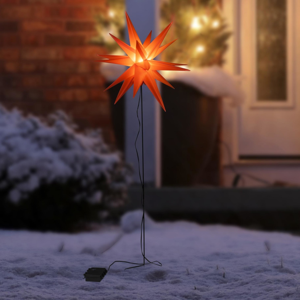 LED Gartenstecker PVC Stern, rot dia: 35 cm, Höhe: 90 cm, Artikelnummer 18514