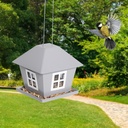 LED Solar Vogelfutterhaus mit Licht zum Aufhängen Garten Metall grau – Galeriebild 2, Artikelnummer 18296