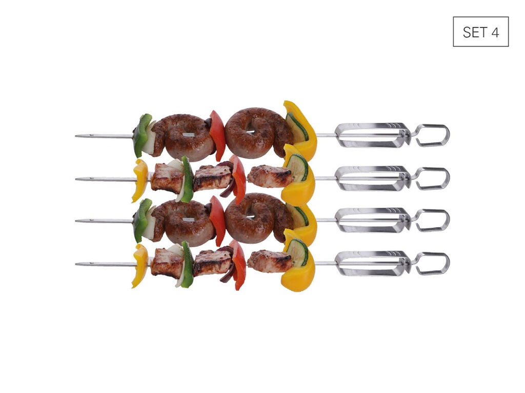 4er Set Grillspieße mit Abstreifer 35 cm Schaschlikspieß Edelstahl