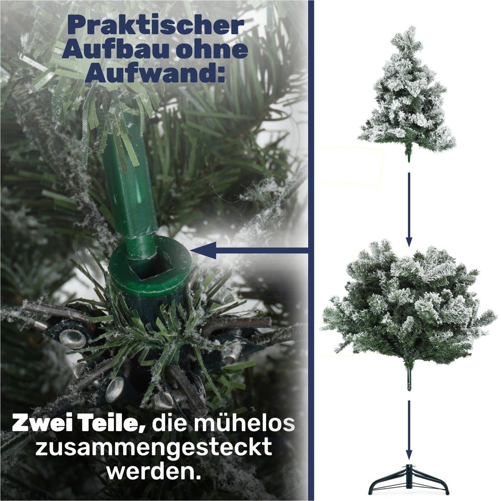 Weihnachtsbaum 150 cm mit Schneeoptik und Metallständer, PVC – Galeriebild 4, Artikelnummer 18285