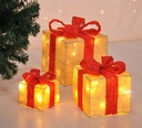LED Geschenkboxen 3er Set warmweiß Timer Batteriebetrieb Sisal – Galeriebild 2, Artikelnummer 2316