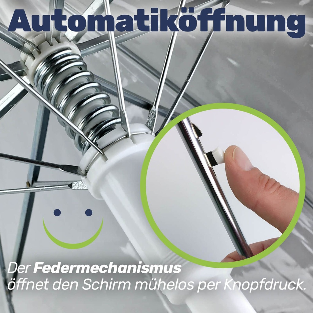 Transparenter Stockschirm mit Automatik, stabiler Regenschirm 83 cm – Galeriebild 3, Artikelnummer 17207