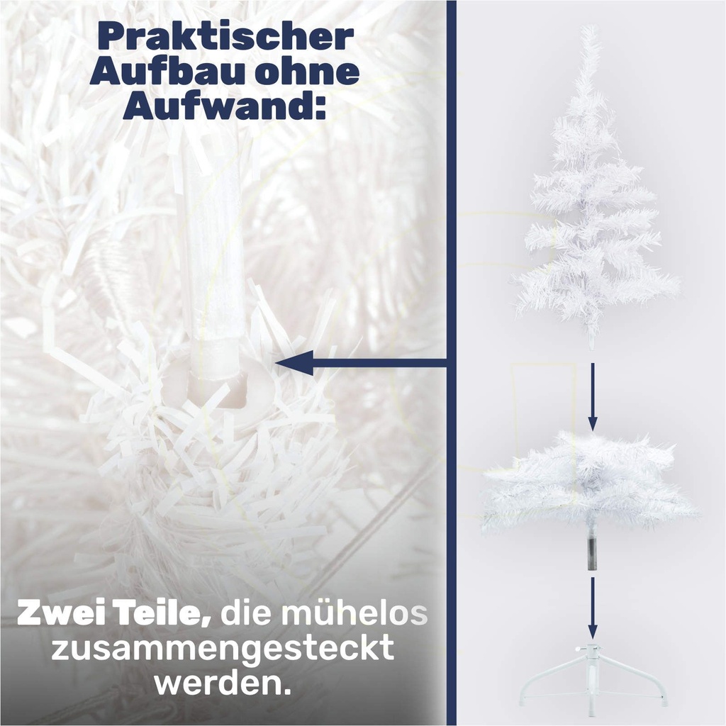 Weißer Weihnachtsbaum 90 cm künstlicher Tannenbaum 100 Spitzen – Galeriebild 6, Artikelnummer 8125