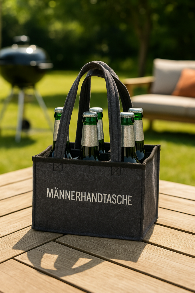 Flaschentasche Grau Filz 6 Fächer Männerhandtasche Tragetasche – Galeriebild 12, Artikelnummer 18098