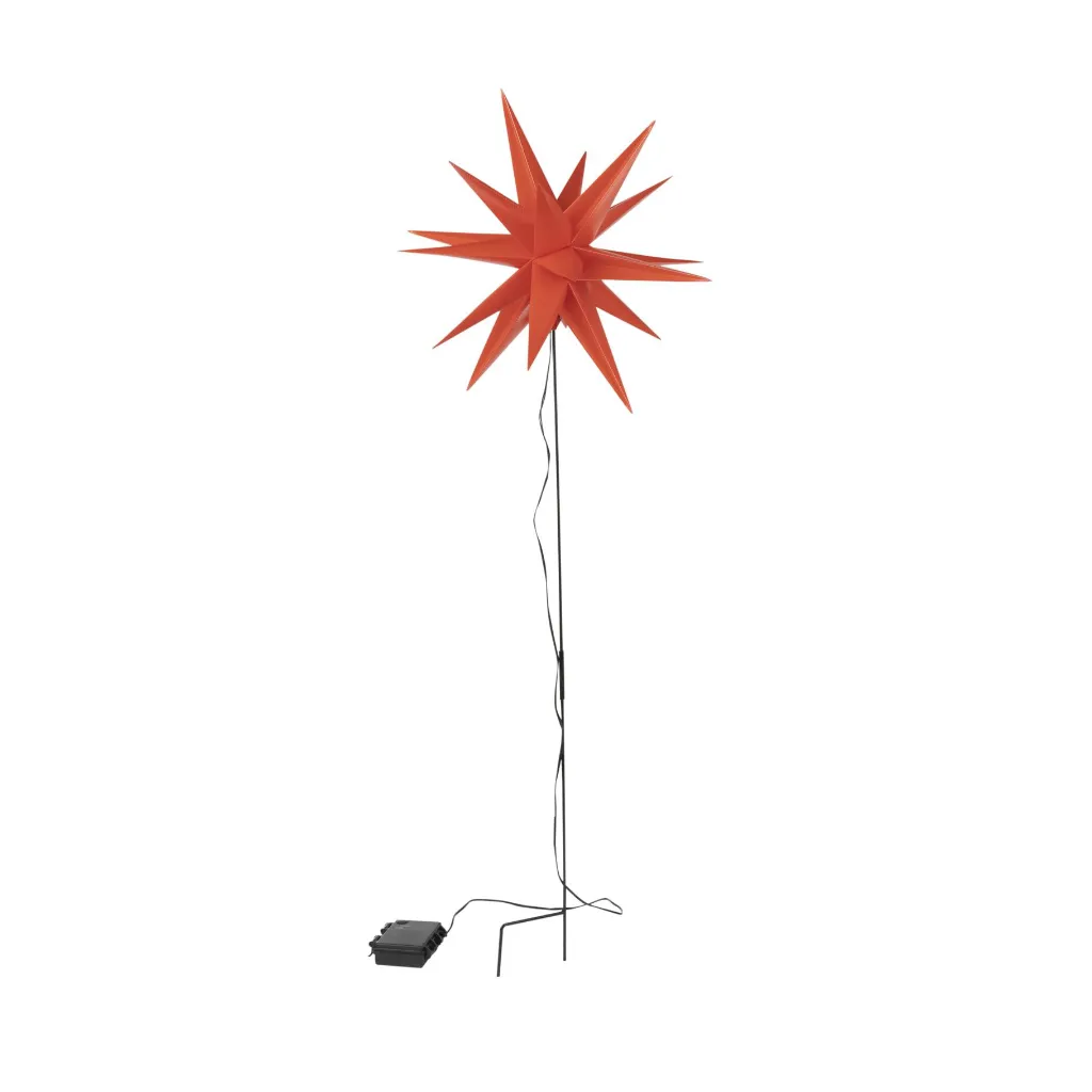 LED Gartenstecker PVC Stern, rot dia: 35 cm, Höhe: 90 cm – Galeriebild 1, Artikelnummer 18514