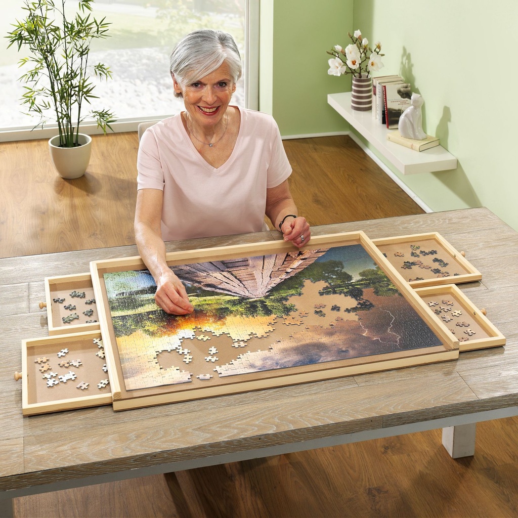 Puzzlebrett aus Holz mit 4 Schubladen 1000 Teile – Galeriebild 9, Artikelnummer 17010
