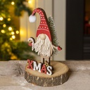 Weihnachtswichtel Holzfigur auf Baumscheibe mit XMAS Schriftzug – Galeriebild 3, Artikelnummer 18315