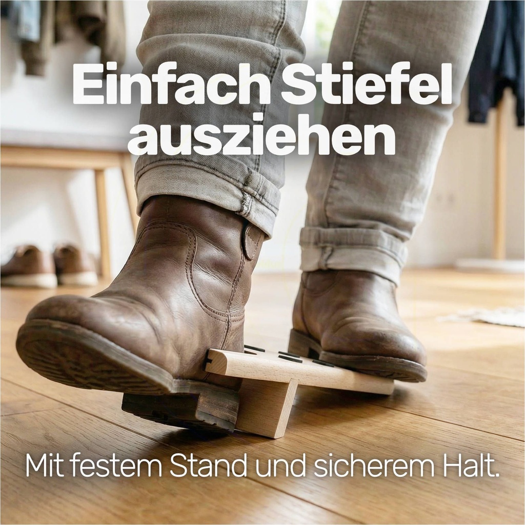 Stiefelknecht aus Buchenholz mit Gummitrittfläche und Ferseneinsatz – Galeriebild 4, Artikelnummer 1932