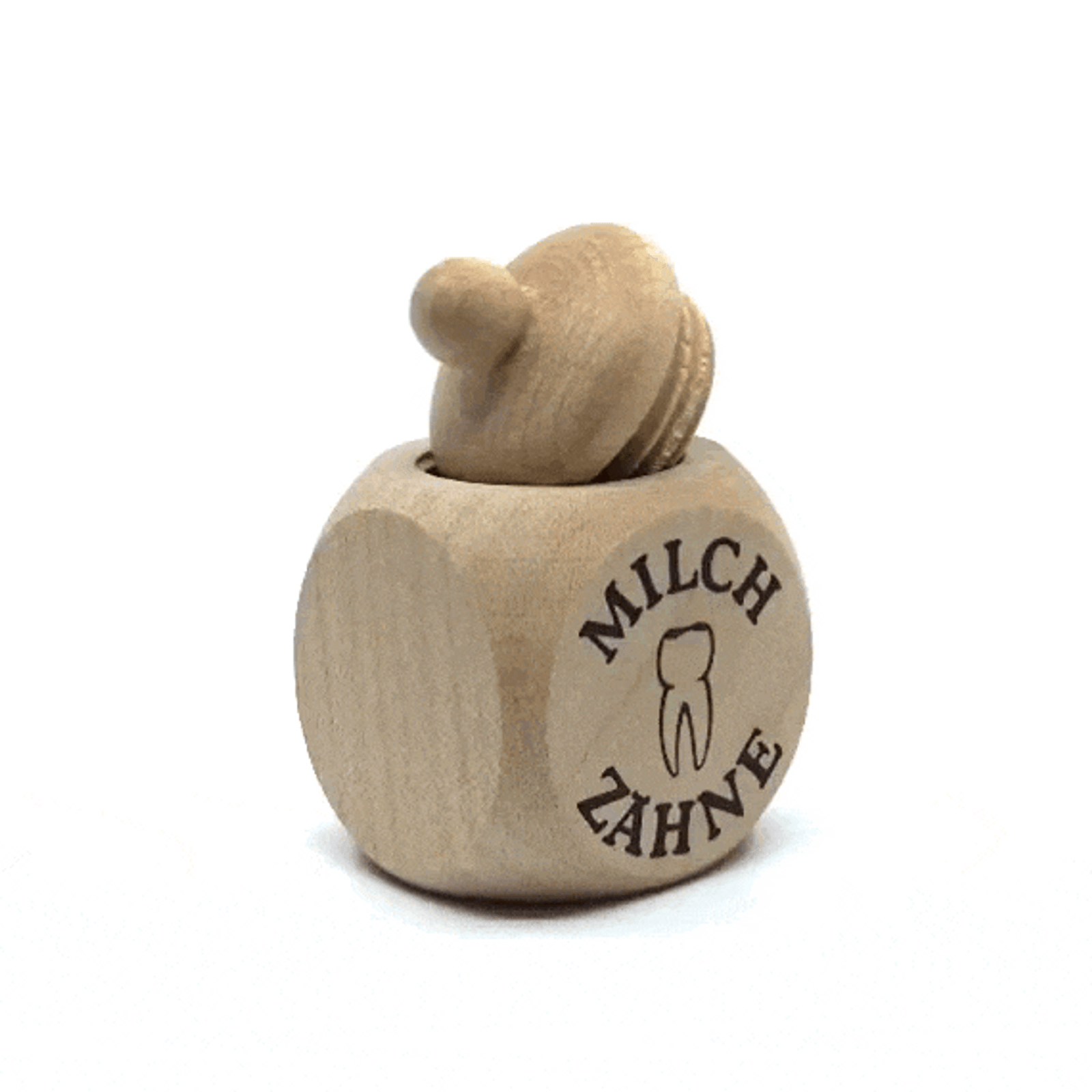 Milchzahn Dose m. Schraubverschluss Holz 4x4x6 cm – Galeriebild 1, Artikelnummer 2171