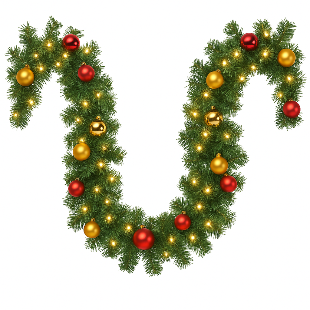 Weihnachtsgirlande Tannengirlande 5 m mit 36 Kugeln 80 warmweißen LEDs – Galeriebild 3, Artikelnummer 18339