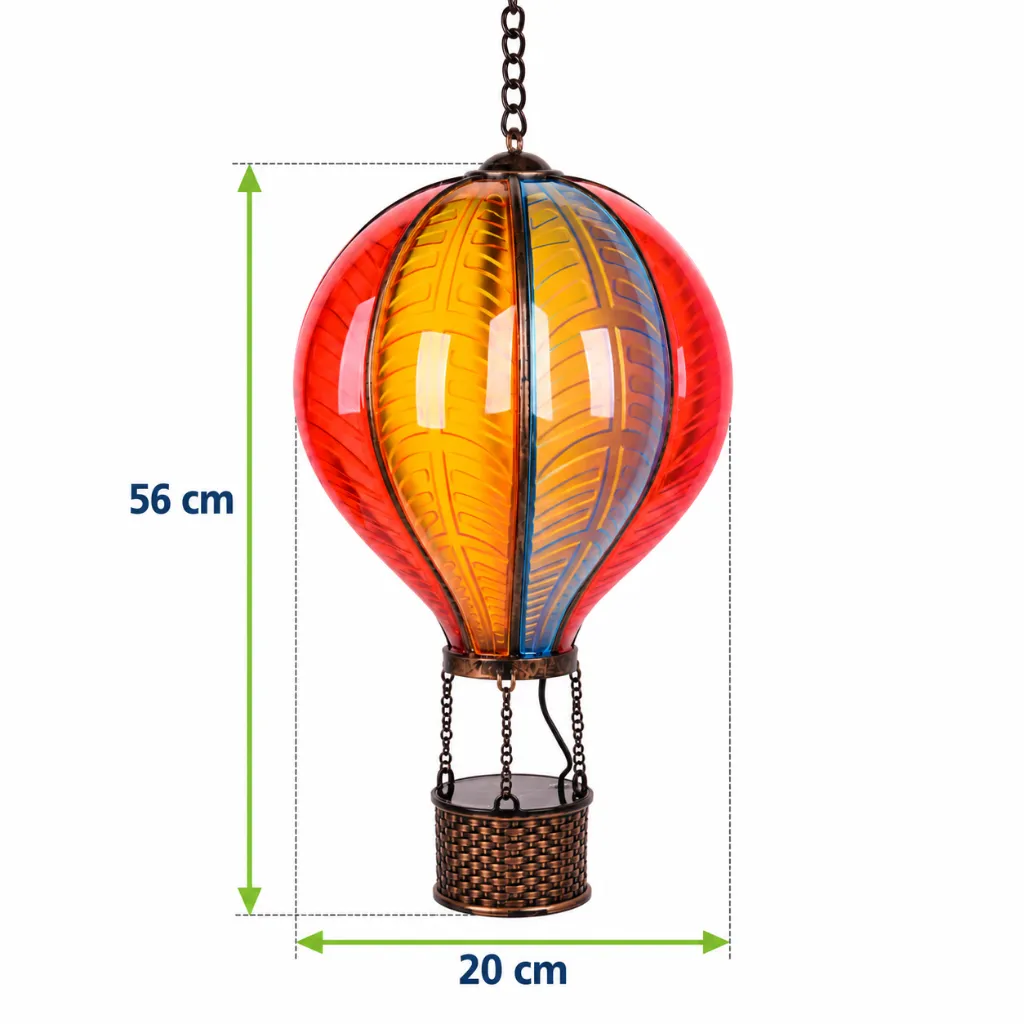 Solar Heißluftballon 56 cm mit 30 Flame LEDs mehrfarbig – Galeriebild 1, Artikelnummer 18495