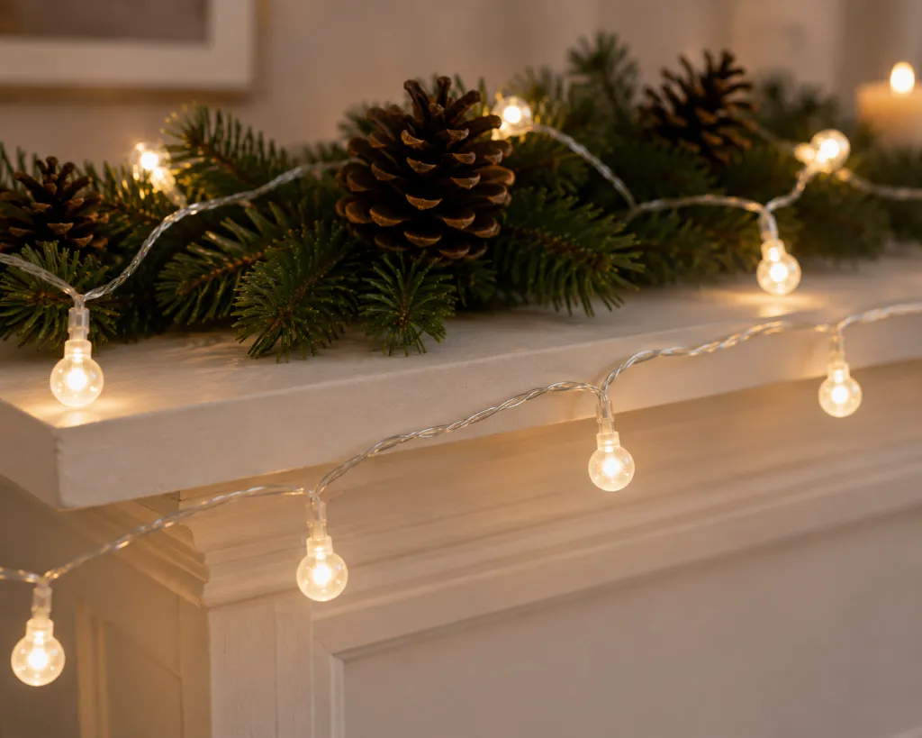 10 LED Lichterkette Weihnachten Beleuchtung Kette mit Perlen Warmweiß – Galeriebild 1, Artikelnummer 8511