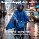 2x Regenponcho Unisex mit Kapuze blau Regencape Universalgröße – Galeriebild 6, Artikelnummer 2222