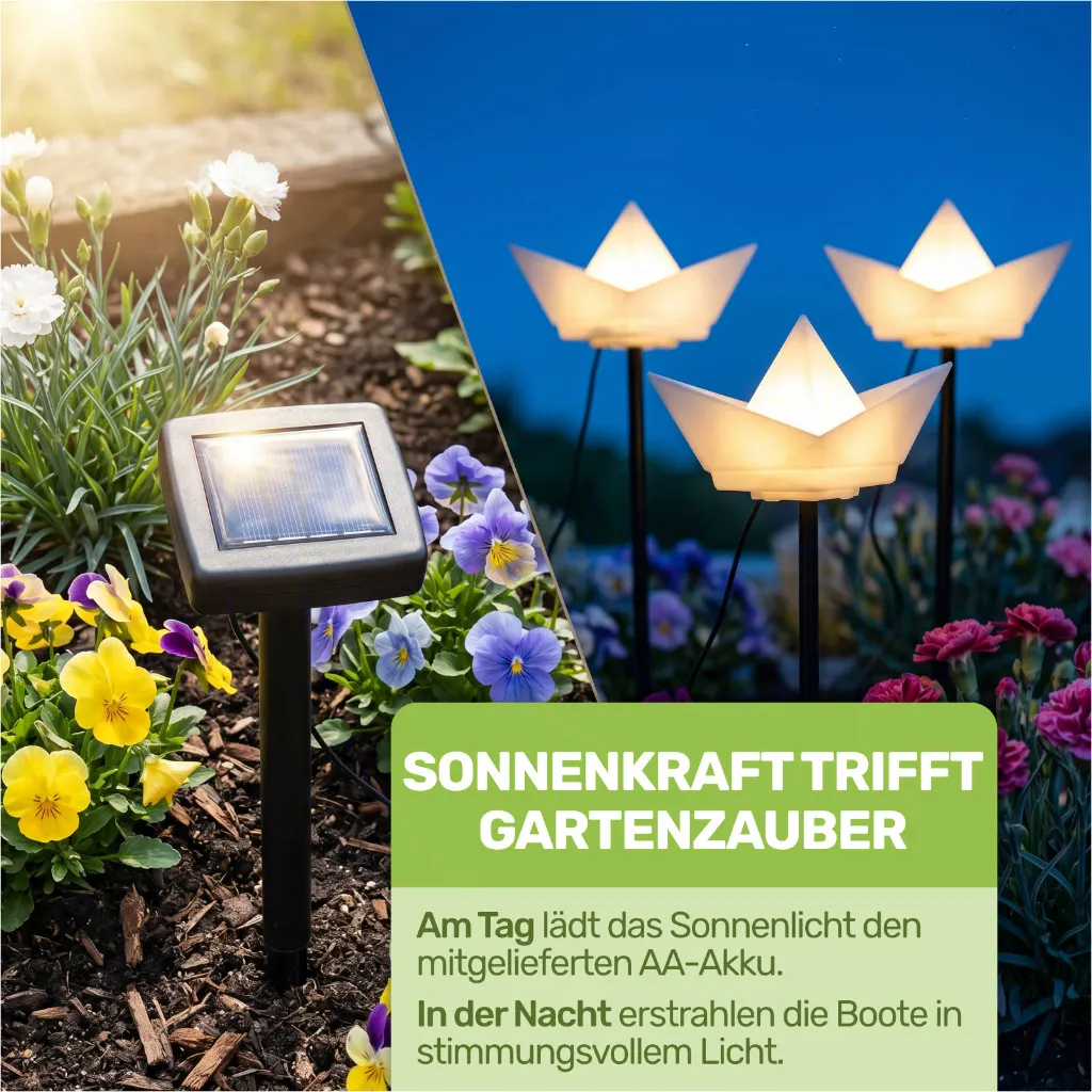 3er LED Solar Gartenstecker "Papierboot" – Galeriebild 1, Artikelnummer 14953