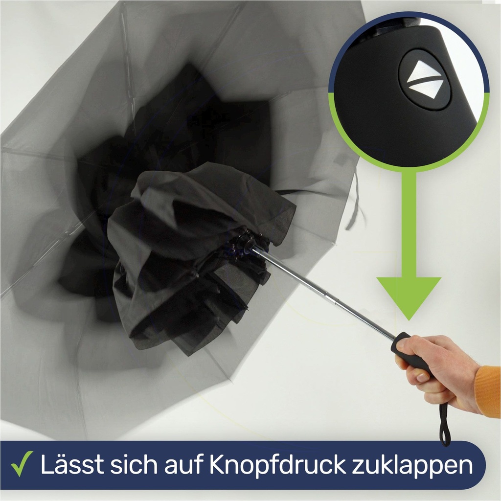 Regenschirm Automatiktaschenschirm windfest 97 cm schwarz mit Hülle – Galeriebild 2, Artikelnummer 2493