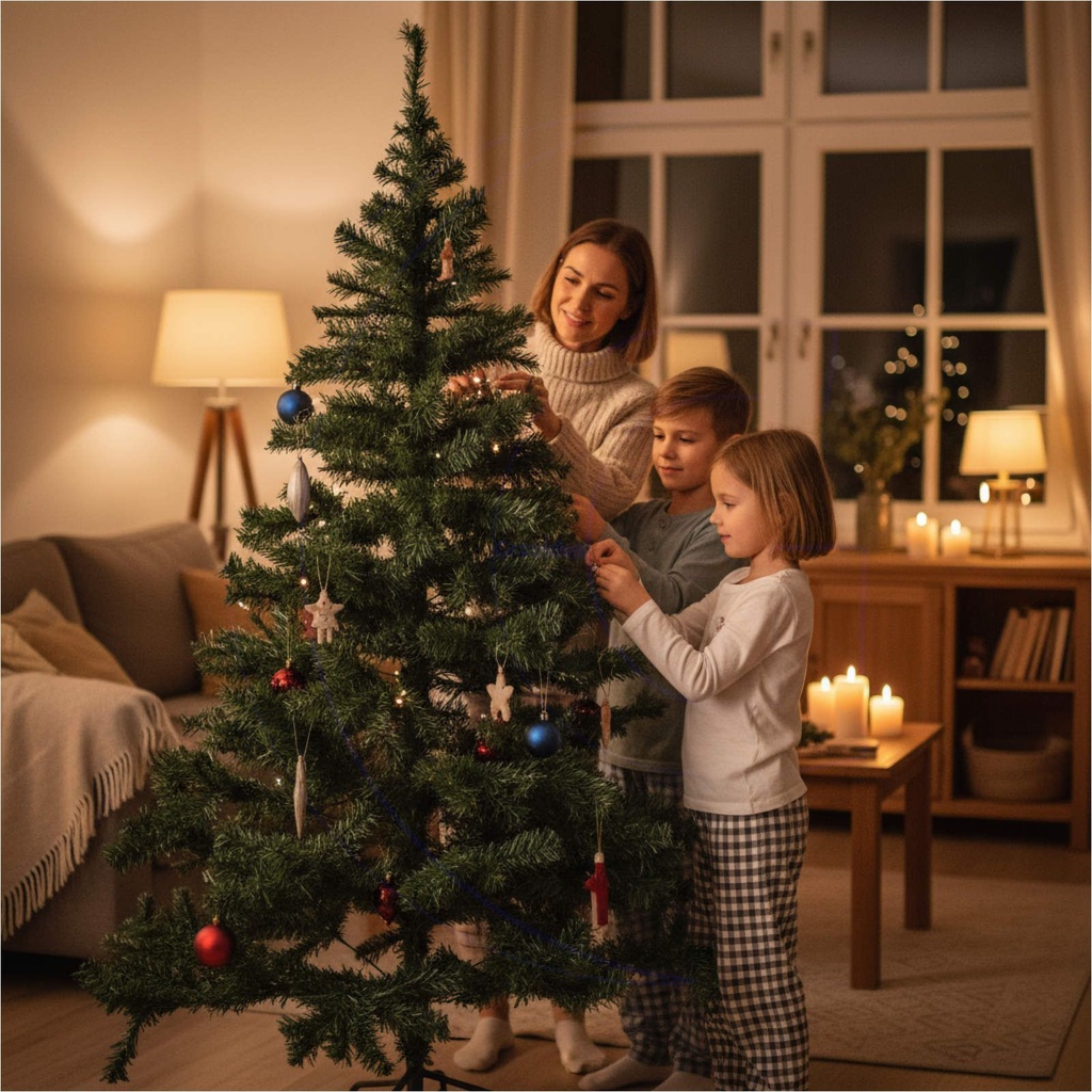 Künstlicher Weihnachtsbaum 210 cm grün mit Metallständer 1000 Zweigen – Galeriebild 3, Artikelnummer 8123