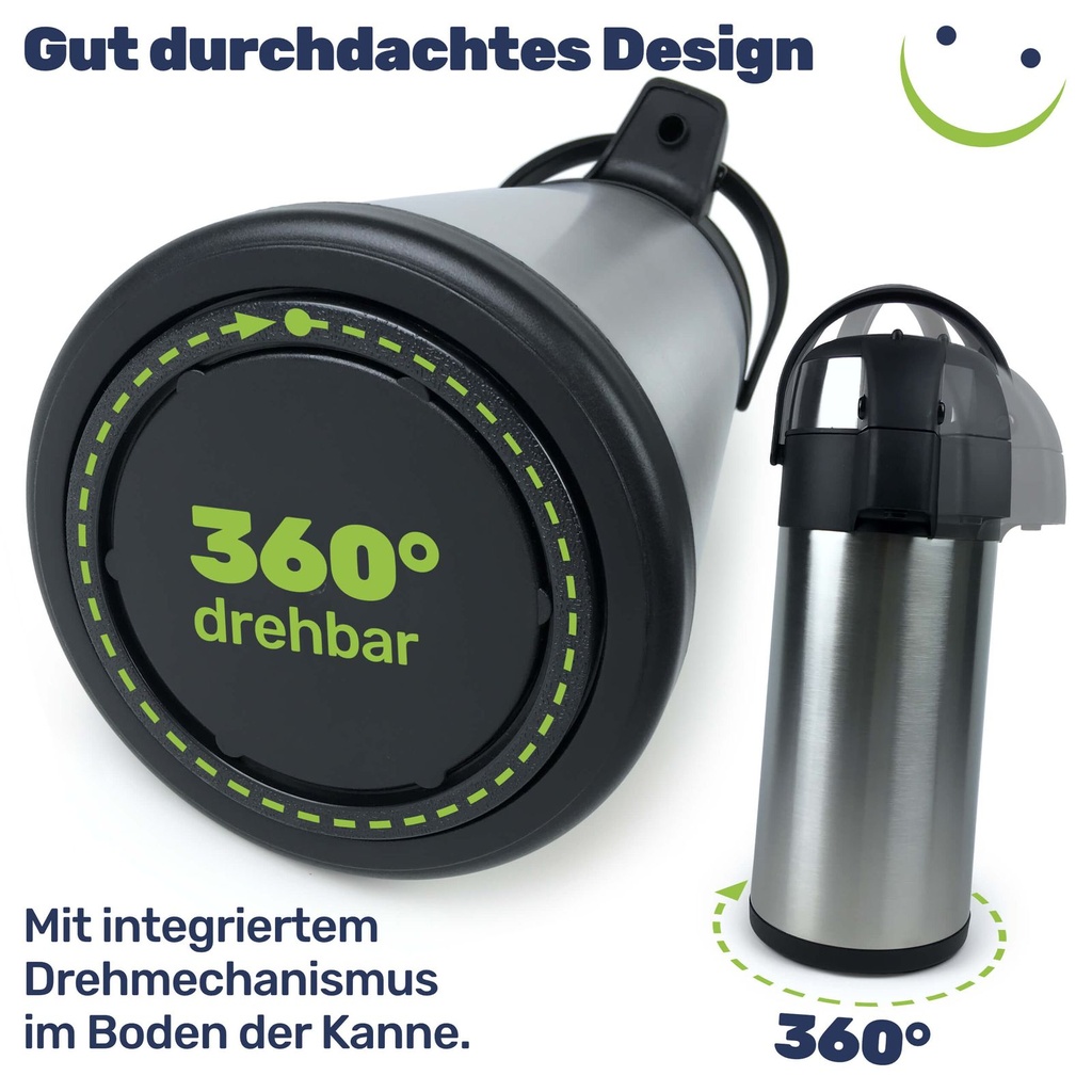 Edelstahl Airport Pumpkanne, 5 Liter- doppelwandig, auslaufsicher – Galeriebild 7, Artikelnummer 10106