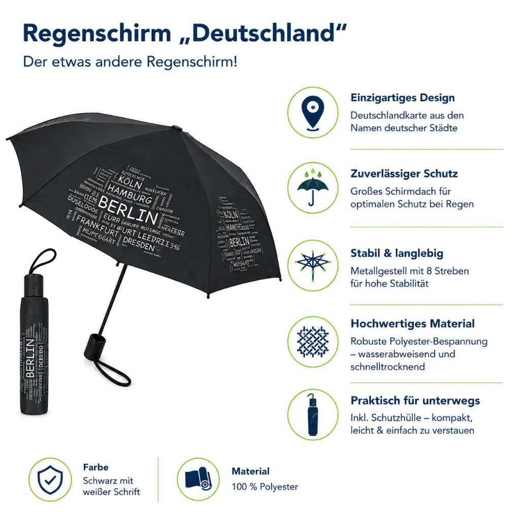 Teleskop Regenschirm Schirm Taschenschirm Städte Deutschland – Galeriebild 2, Artikelnummer 2290