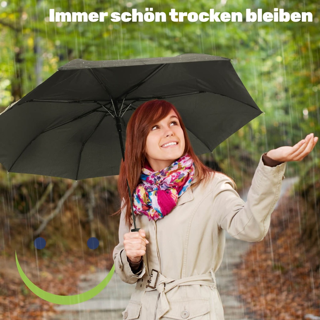 Regenschirm Sturmfest mit Automatik-Öffnung Taschenschirm in Schwarz – Galeriebild 1, Artikelnummer 17206