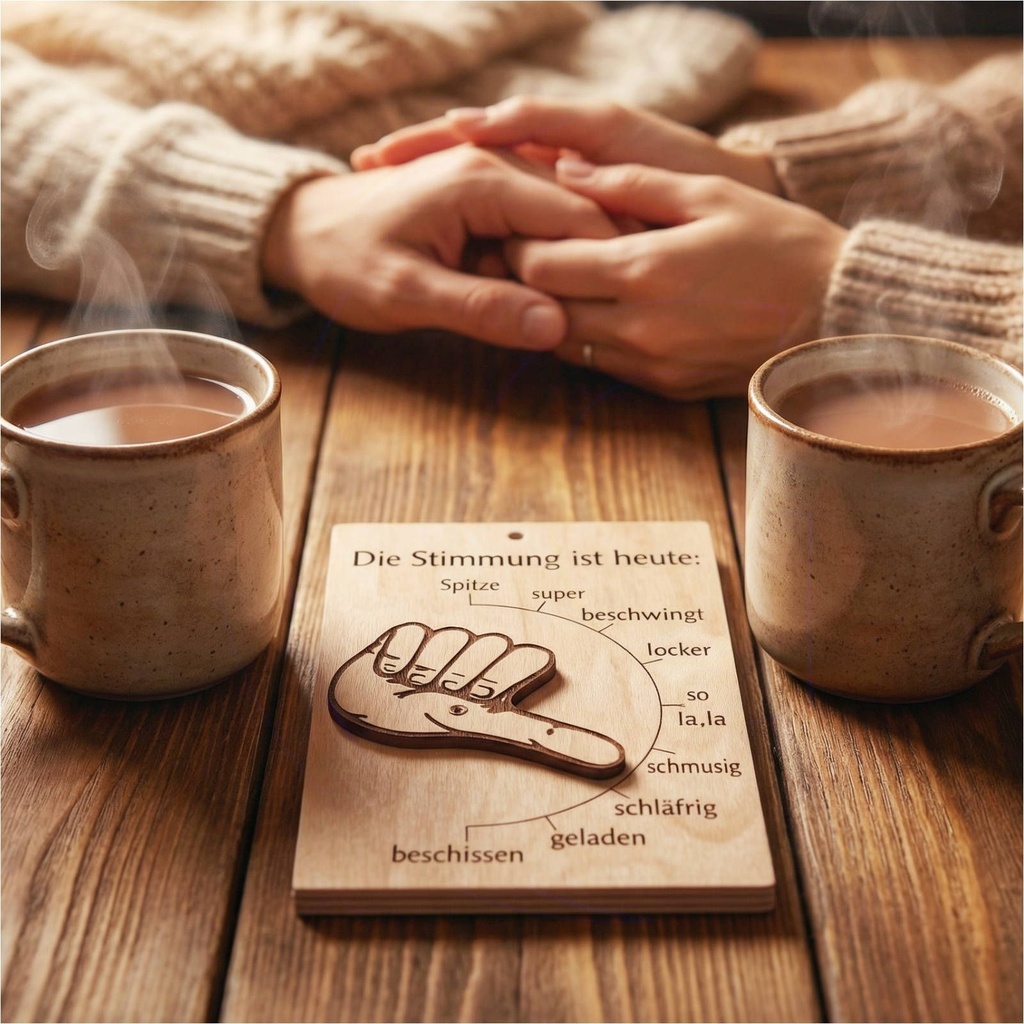Stimmungsbarometer Türschild aus Holz mit drehbarem Daumen 17x11 cm – Galeriebild 6, Artikelnummer 1981