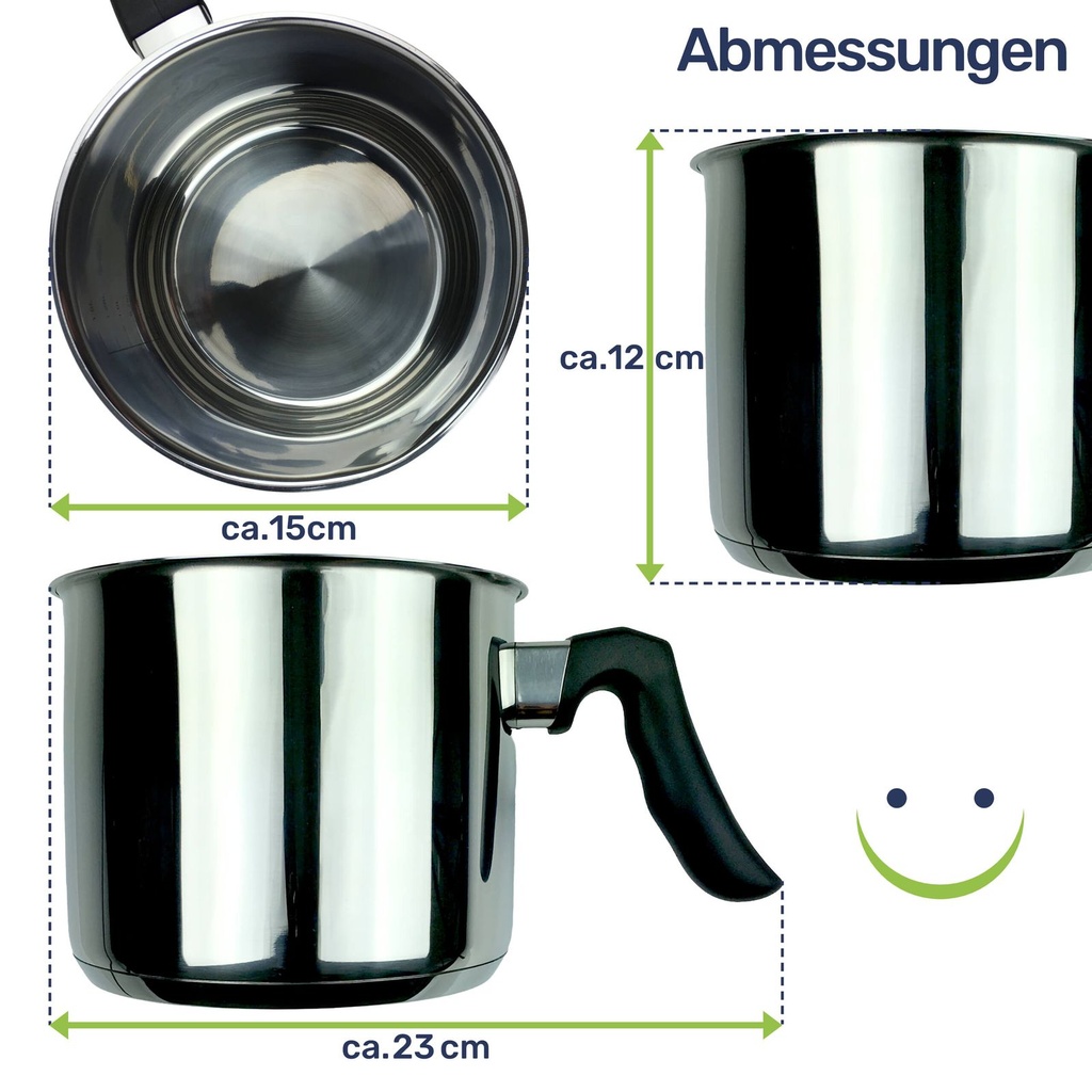 EDELSTAHL Milchkochtopf Kochtopf Milchtopf Topf Kuvertüre SYLT 1,5L – Galeriebild 8, Artikelnummer 2628