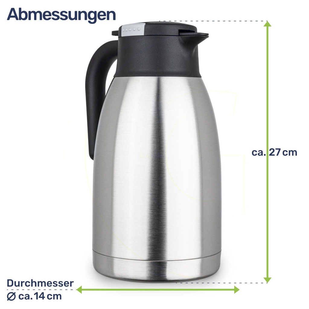 Edelstahl Isolierkanne 2 Liter mit Einhandbedienung – Galeriebild 6, Artikelnummer 17760