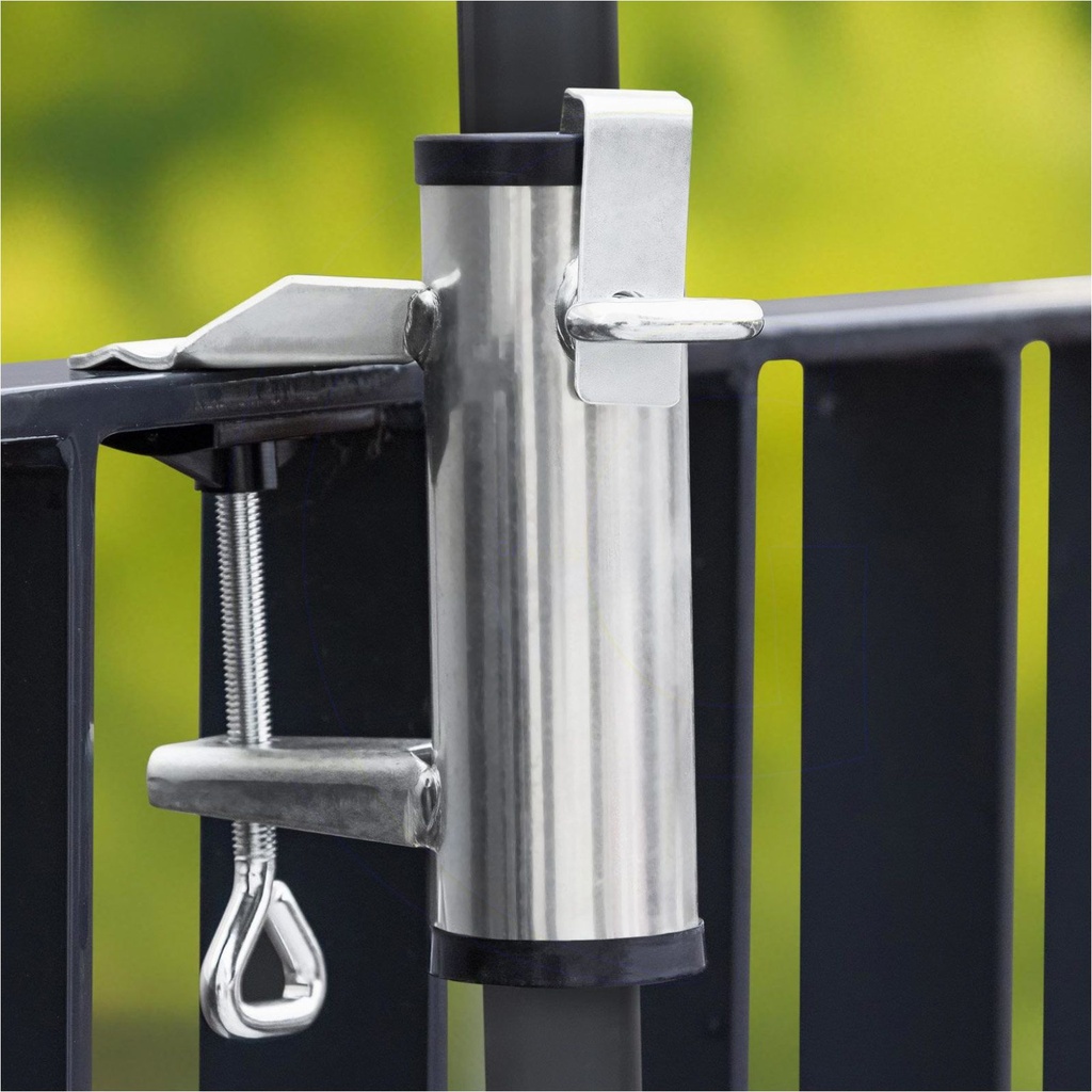 Sonnenschirmhalter für Balkongeländer 25-38mm aus Aluminium – Galeriebild 3, Artikelnummer 17975