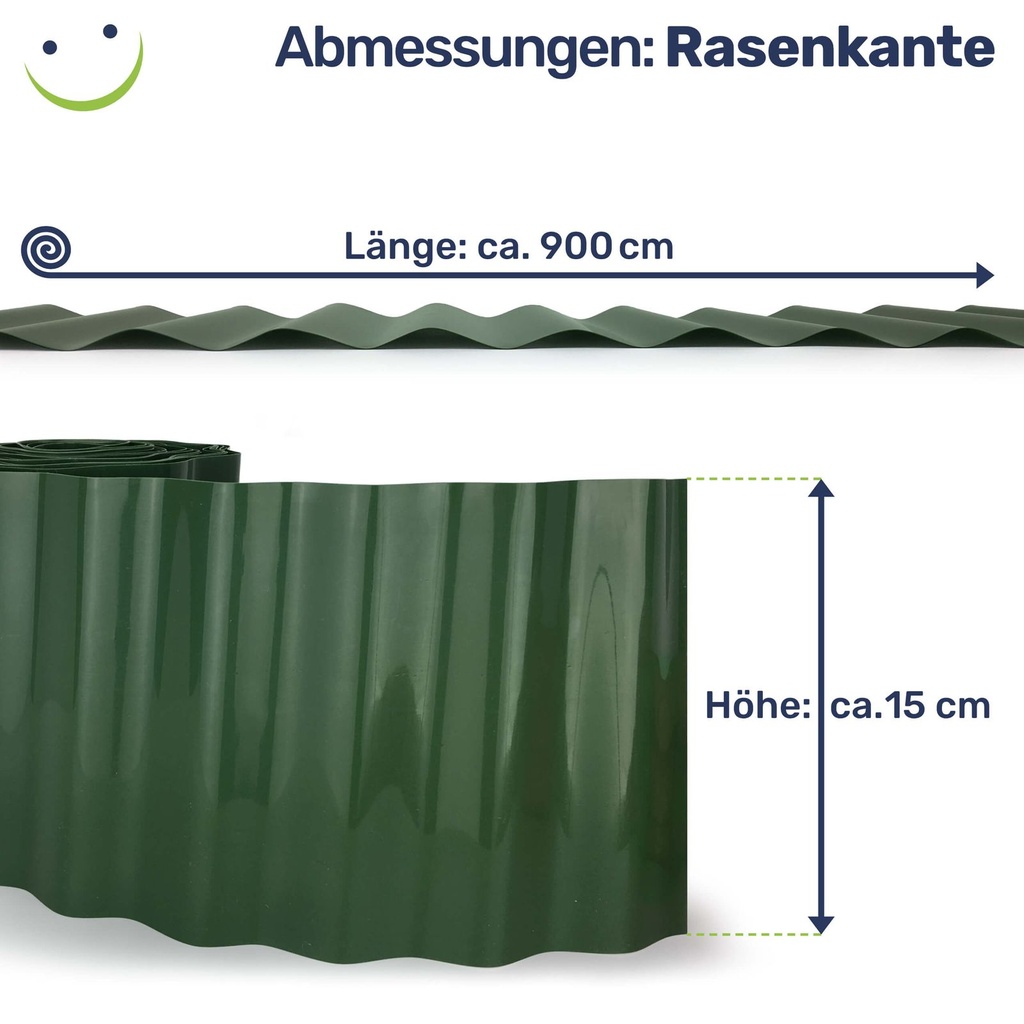 Rasenkante Kunststoff 900x15 cm – grün, witterungsbeständig – Galeriebild 5, Artikelnummer 17076