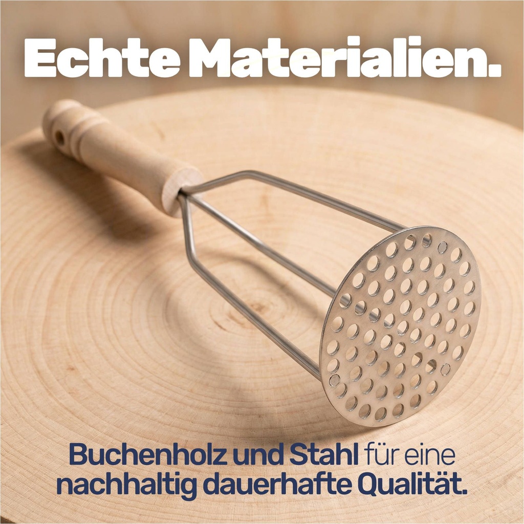 Kartoffelstampfer aus Buche mit Metallplatte für Kartoffelpüree – Galeriebild 11, Artikelnummer 1580