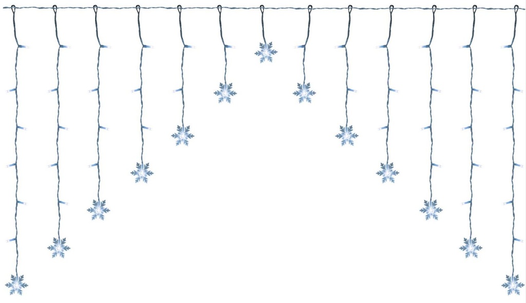 LED Schneeflocken Lichtervorhang 71 LEDs kaltweiß Batteriebetrieb – Galeriebild 1, Artikelnummer 18215