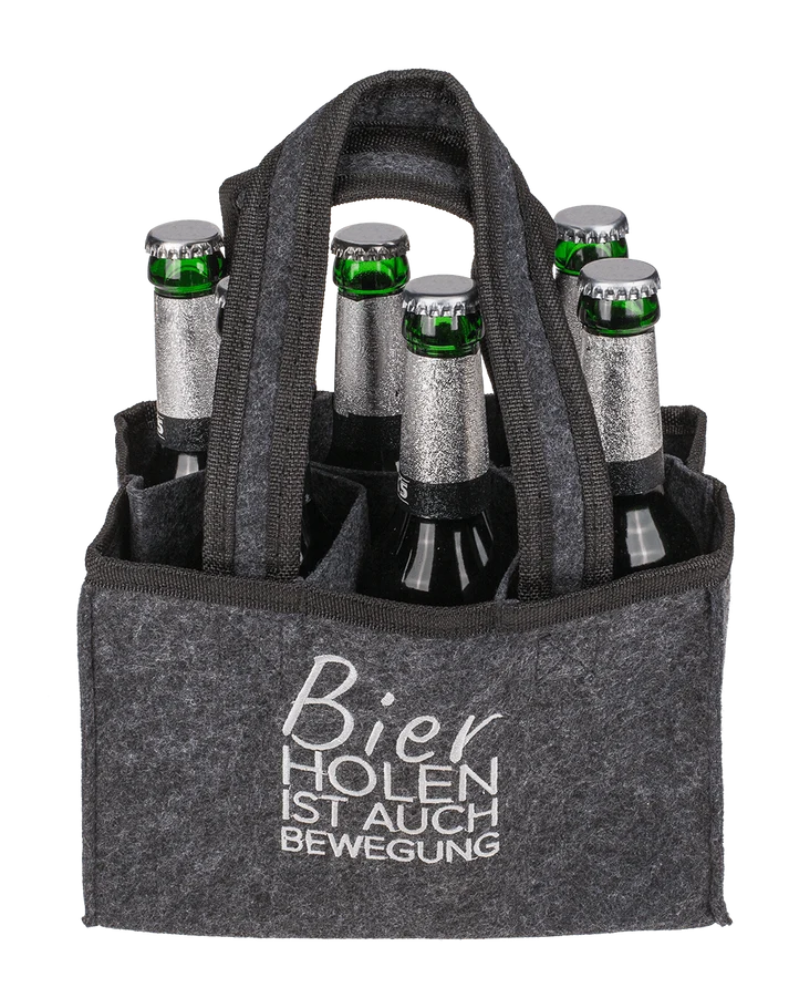 Flaschentasche aus Filz, Bier holen ist auch Bewegung, Artikelnummer 18397