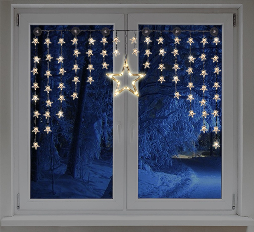 Sternenvorhang LED warmweiß 90 Lichter Innen Außen 140x95 cm – Galeriebild 1, Artikelnummer 8028