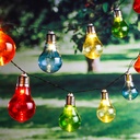 10 LED Solar Lichterkette für Außen mit bunten Glühbirnen mit 2 Funktionen – Galeriebild 1, Artikelnummer 15606