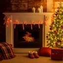 40 LED Zuckerstangen Lichterkette rot weiß Innen 180 cm Kunststoff – Galeriebild 4, Artikelnummer 18293