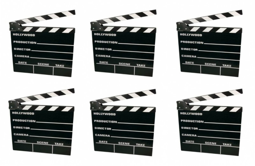6x Filmklappe Regieklappe Regie Film Hollywood Klappe Clapperboard 20x18cm