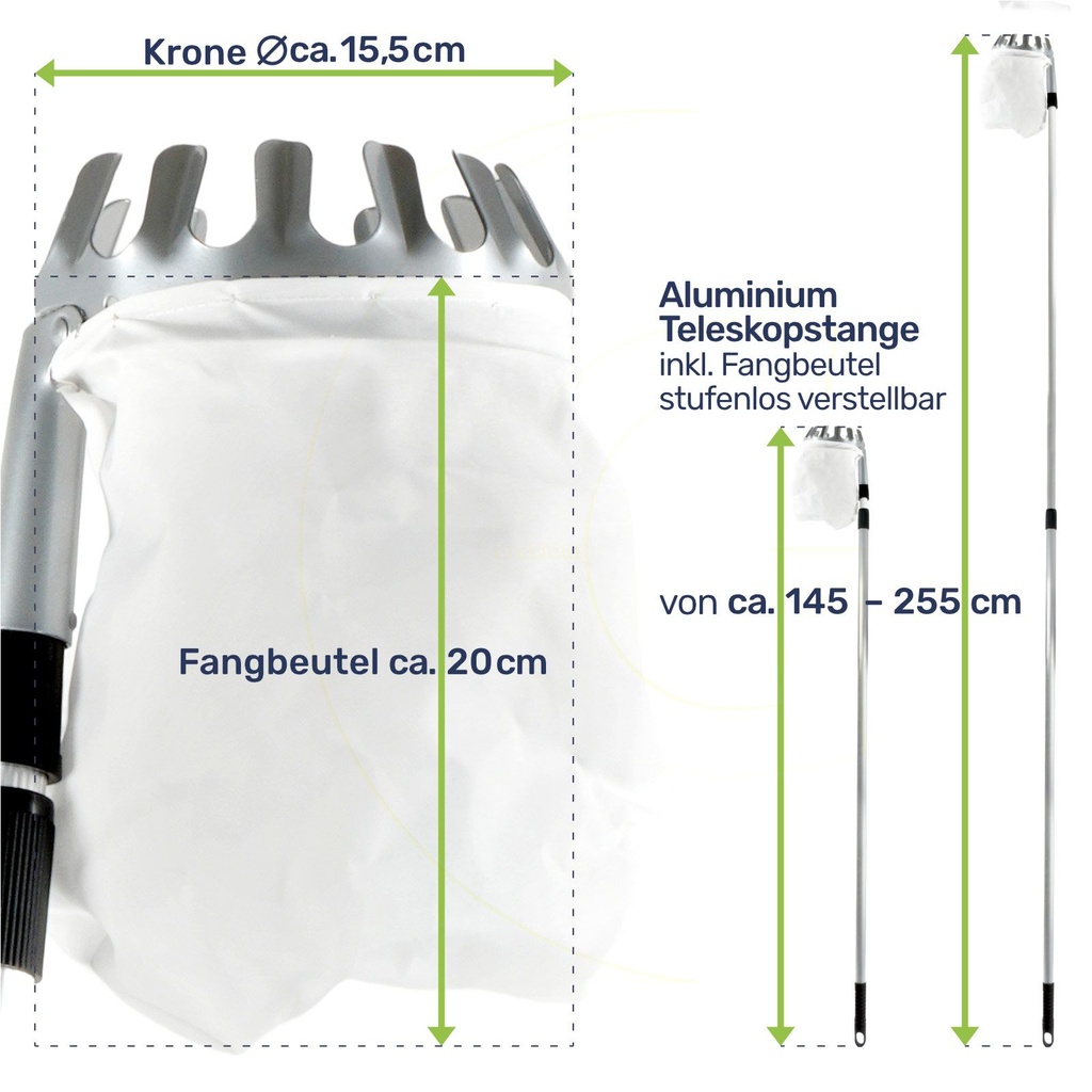 Praktischer Obstpflücker mit Teleskopstange Ideal für Äpfel und Birnen – Galeriebild 9, Artikelnummer 2941