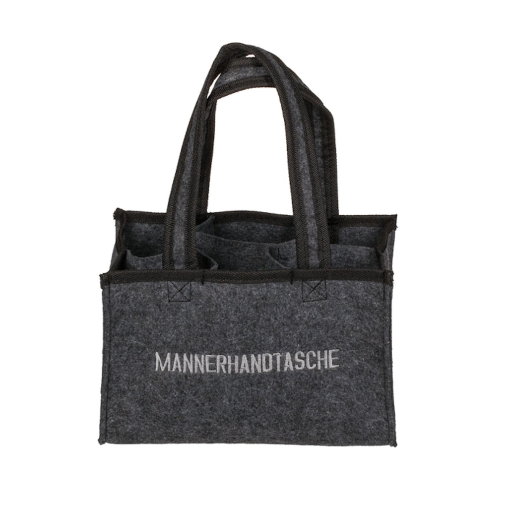 Flaschentasche Grau Filz 6 Fächer Männerhandtasche Tragetasche – Galeriebild 1, Artikelnummer 18098