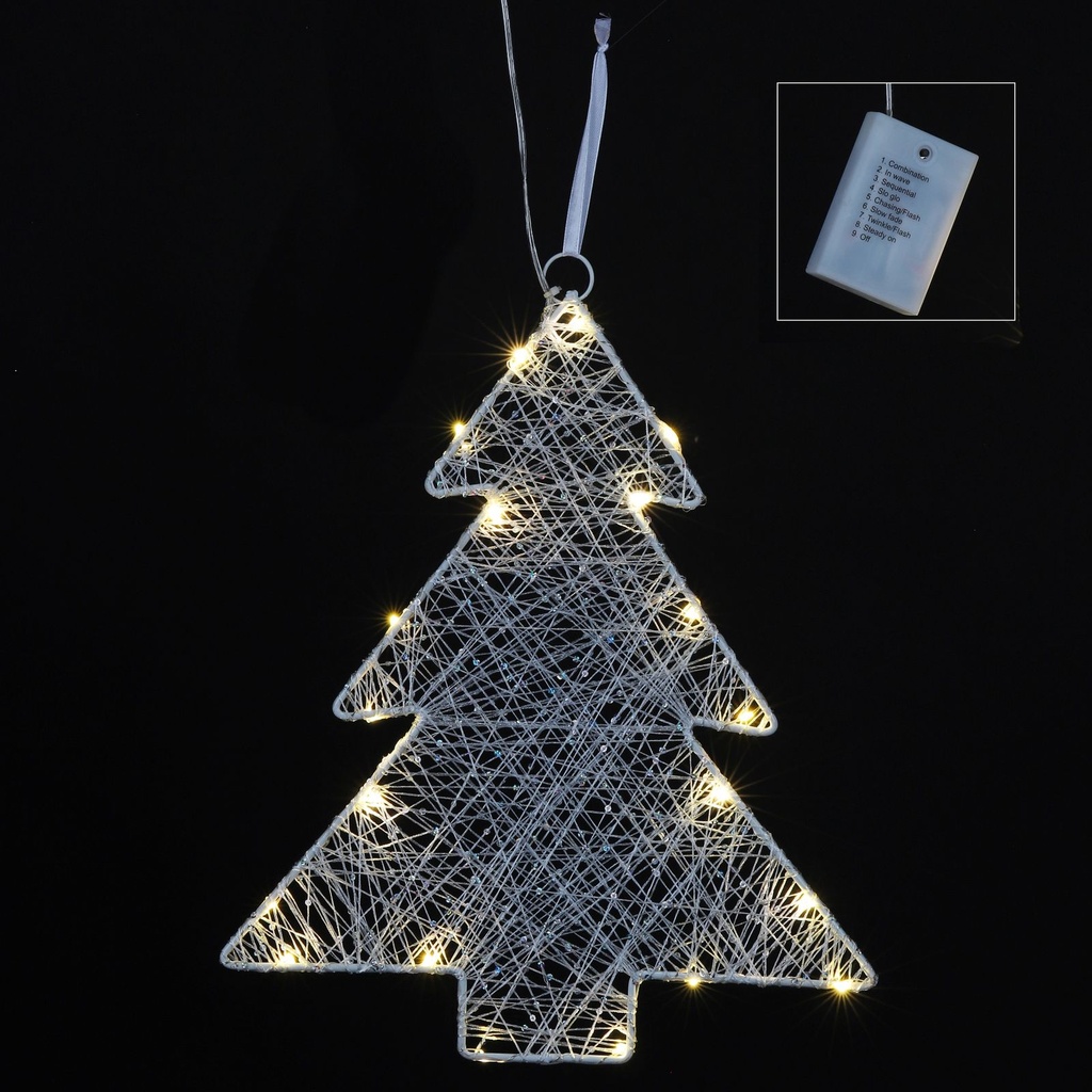 LED Mini-Tannenbaum aus Metall, schimmernd und weiß – Galeriebild 1, Artikelnummer 15386