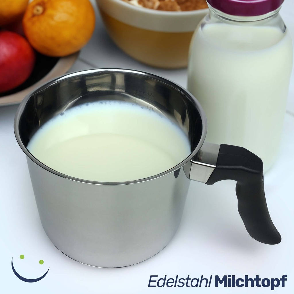 EDELSTAHL Milchkochtopf Kochtopf Milchtopf Topf Kuvertüre SYLT 1,5L – Galeriebild 2, Artikelnummer 2628