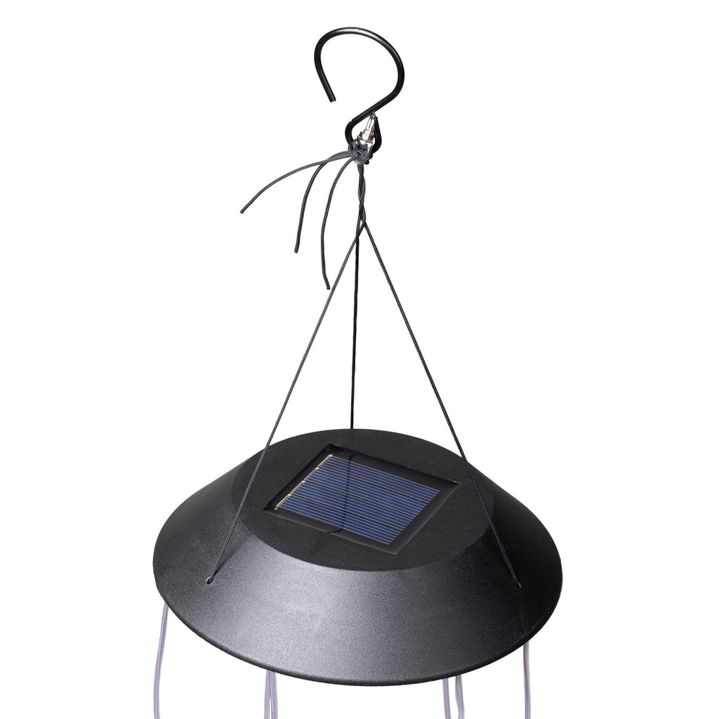 LED Solar Hänge-Windspiel Sternenstaub mit 6 Metallsternen warmweiß – Galeriebild 4, Artikelnummer 18320